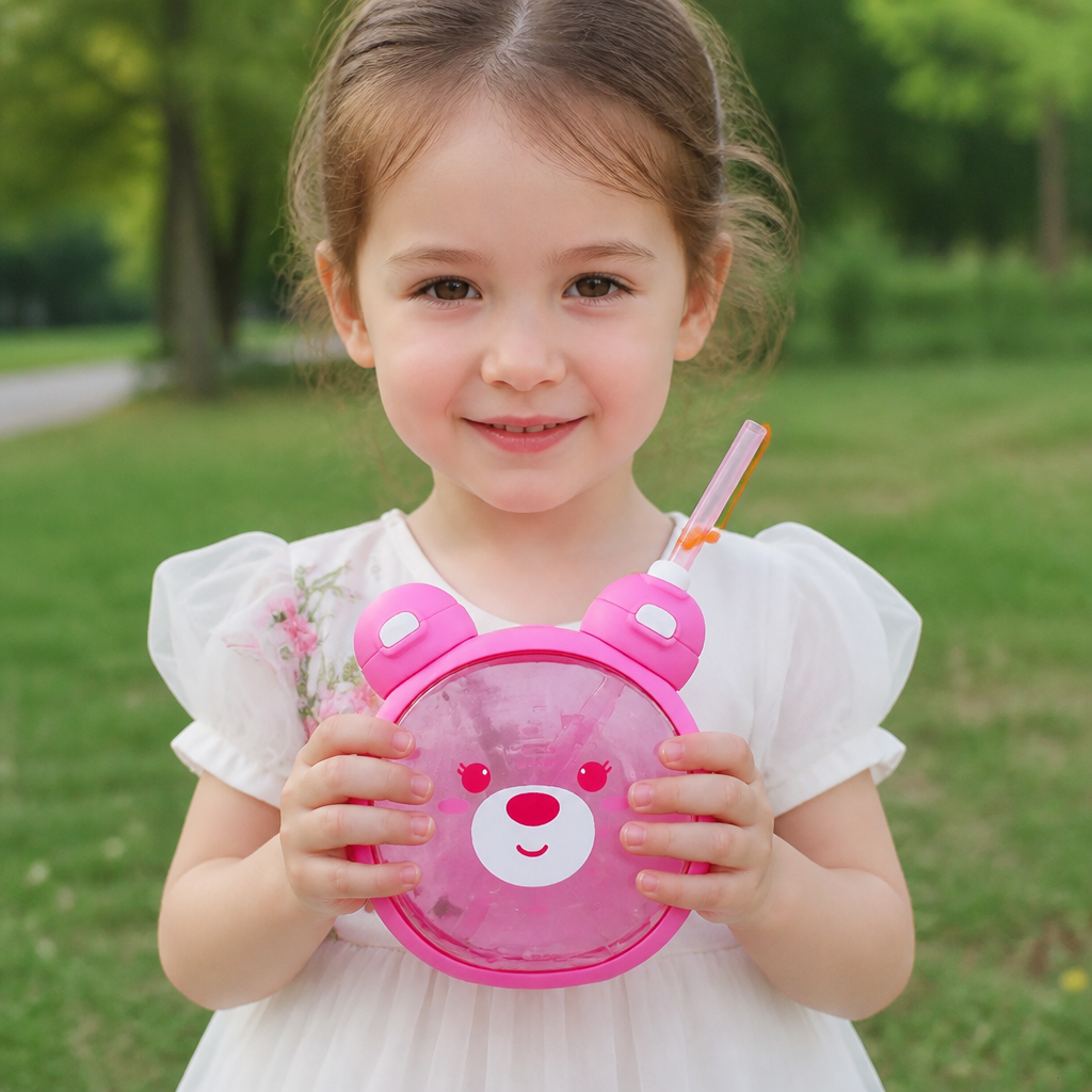 750MLCute Bär Kessel Stroh Wasser Tasse Sommer Tritan Stroh Flasche Kunststoff Stroh Trinkbecher Kawaii Kinder Wasser Tasse für die Schul