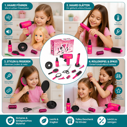 14-teiliges Kinder-Friseursalon-Rollenspielset