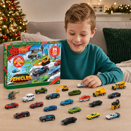 Weihnachts-Adventskalender mit Druckgussautos für Kinder