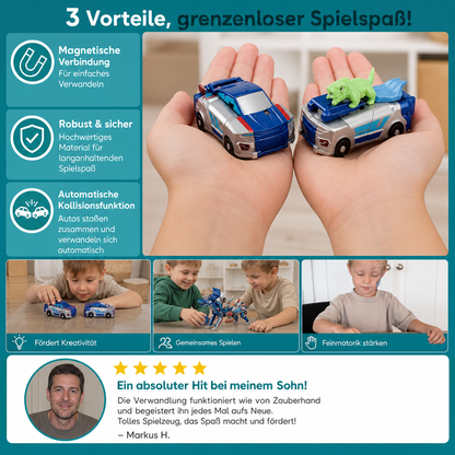 2-in-1 Magnetisches Verwandlungsauto & Dinosaurier-Spielzeug mit automatischer Kollisionsfunktion