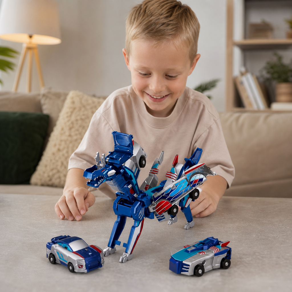 2-in-1 Magnetisches Verwandlungsauto & Dinosaurier-Spielzeug mit automatischer Kollisionsfunktion