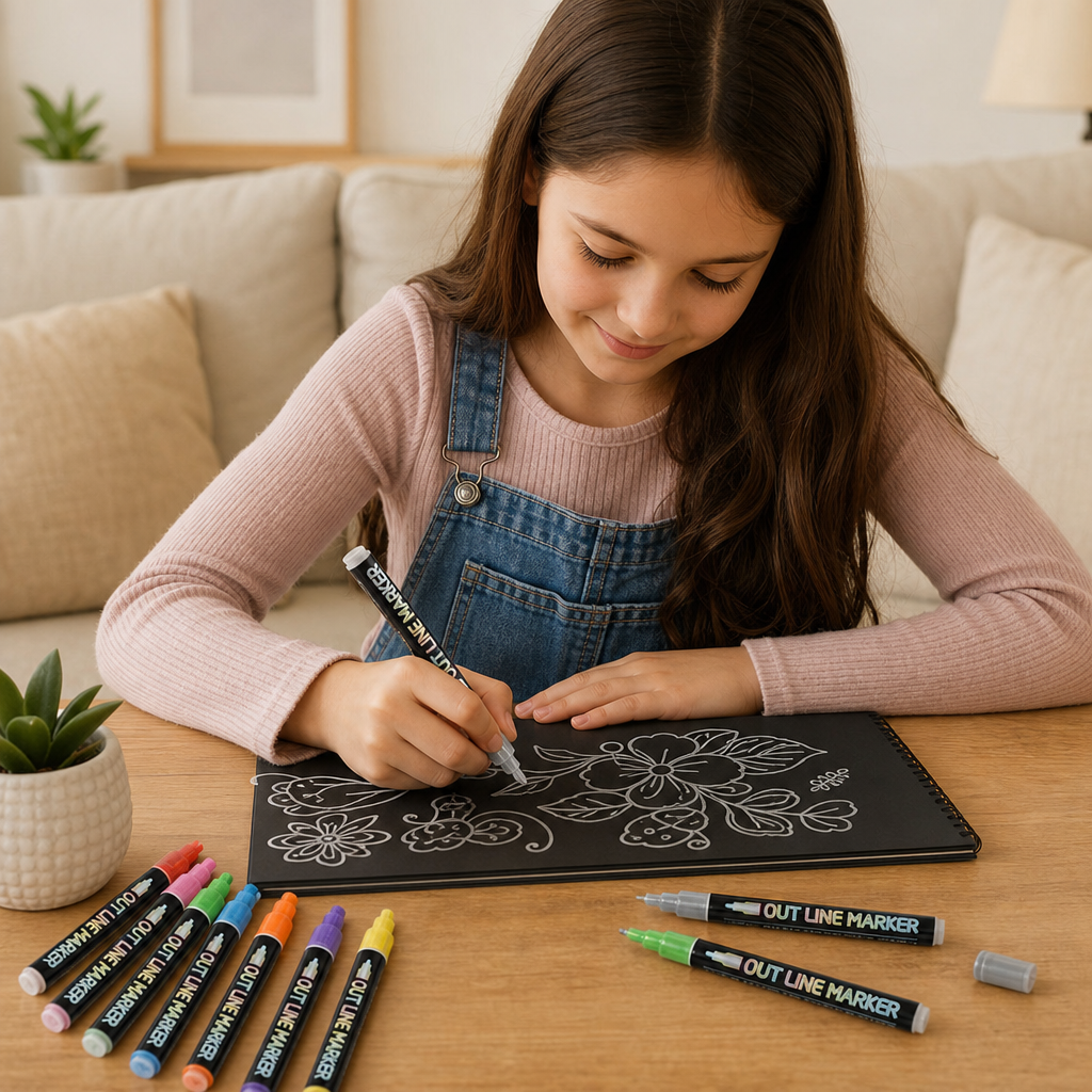 Schimmernde Konturen- & Metallic-Glitzermarker im Set