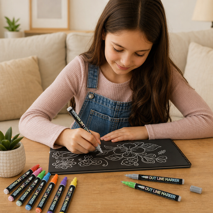 Schimmernde Konturen- & Metallic-Glitzermarker im Set
