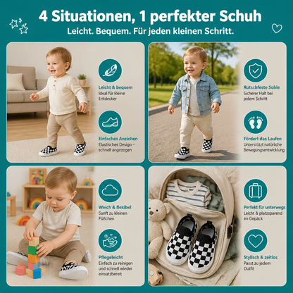 Leichte karierte Lauflernschuhe für Babys mit weichen rutschfesten Sohlen