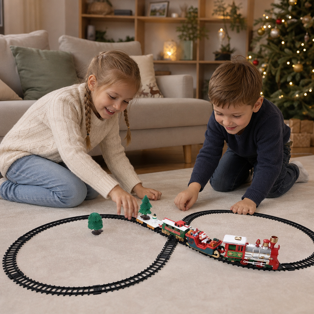Elektrische Kinder-Eisenbahn mit Licht-, Sound- & Dampfeffekten