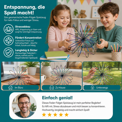 Geometrisches Feder-Fidget-Spielzeug – Sensorische Anti-Stress-Skulptur
