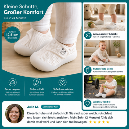 Bequeme Babyschuhe mit weichen, rutschfesten Sohlen