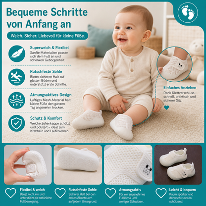 Bequeme Babyschuhe mit weichen, rutschfesten Sohlen