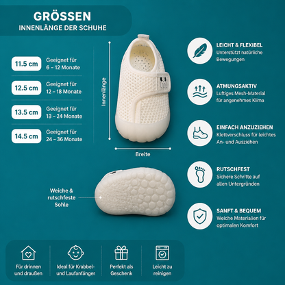 Bequeme Babyschuhe mit weichen, rutschfesten Sohlen