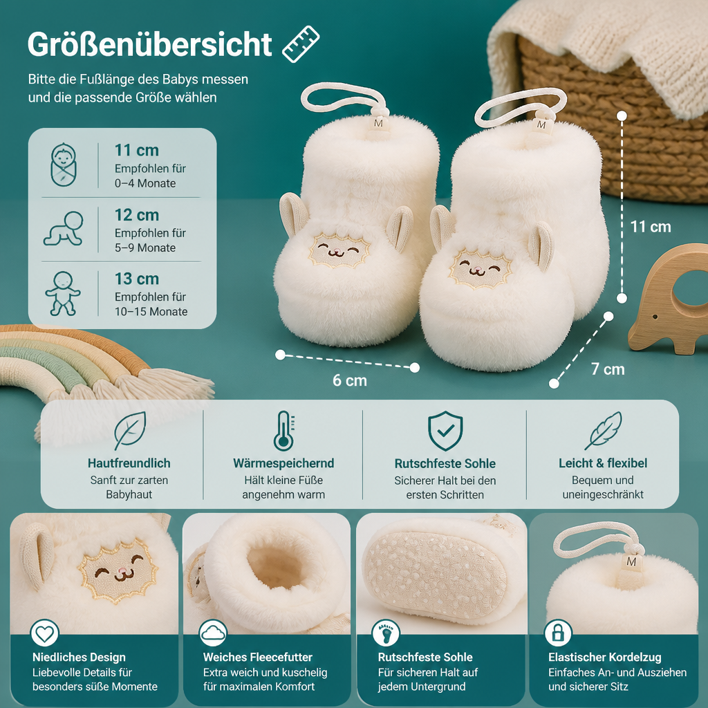 Warme & gemütliche Baby-Booties mit Fleecefutter und weichen rutschfesten Sohlen
