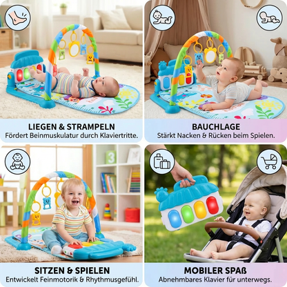 Baby Musik-Spielbogen mit Piano – Interaktive Sensorik Krabbeldecke für 0-24 Monate
