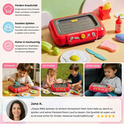 Kinder BBQ Kochset mit Spielzeugessen & Zubehör