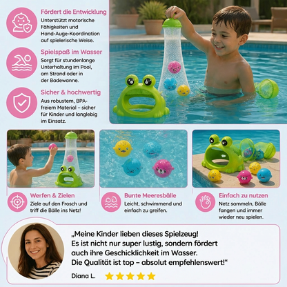 Frosch Tauch Pool Spielzeug mit Fangnetz und Meeresbällen