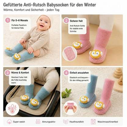 Gefütterte Anti Rutsch Babysocken für den Winter