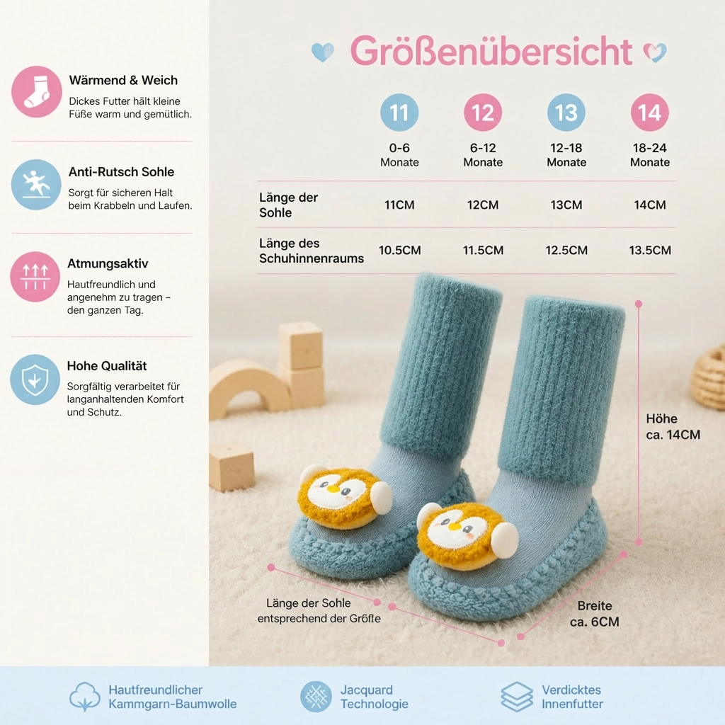 Gefütterte Anti Rutsch Babysocken für den Winter