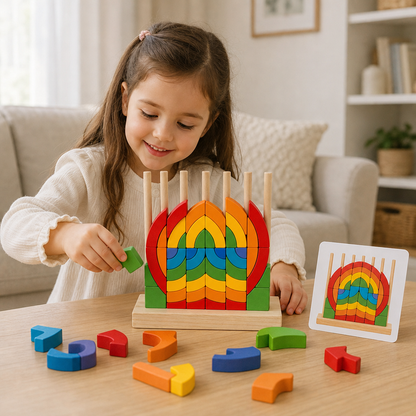 Montessori Holz-Regenbogen Stapel- & Zuordnungspuzzle
