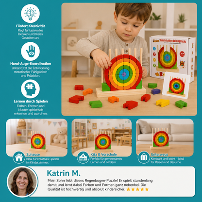 Montessori Holz-Regenbogen Stapel- & Zuordnungspuzzle
