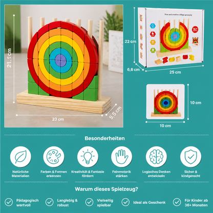 Montessori Holz-Regenbogen Stapel- & Zuordnungspuzzle