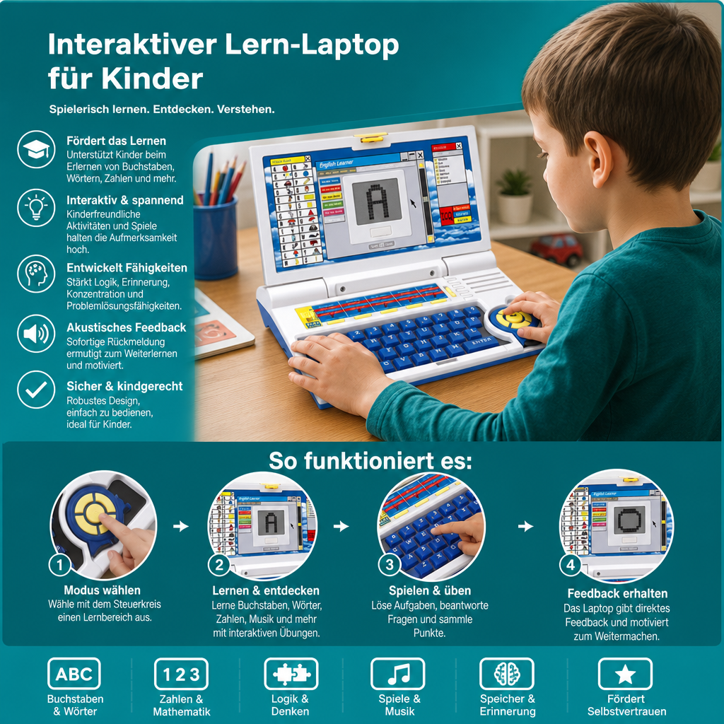 Interaktiver Lern-Laptop für Kinder