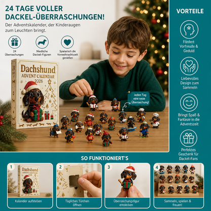 24-Tage Dackel-Adventskalender mit Überraschungsfiguren