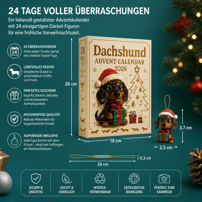 24-Tage Dackel-Adventskalender mit Überraschungsfiguren