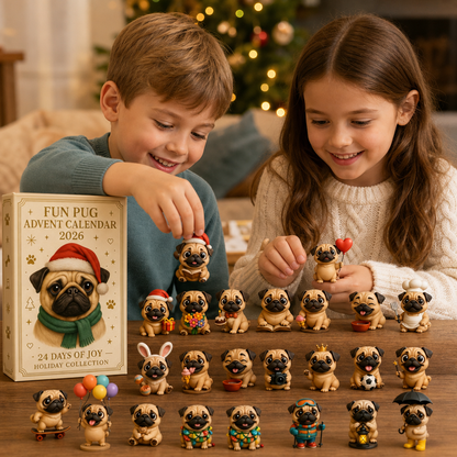 24-Tage Mops-Adventskalender mit Überraschungsfiguren