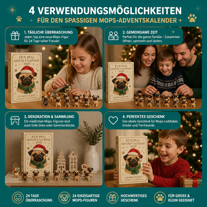 24-Tage Mops-Adventskalender mit Überraschungsfiguren