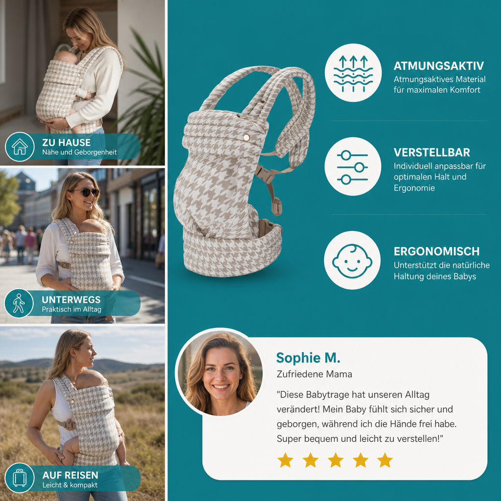 Ergonomische Babytrage – Atmungsaktiv & verstellbar