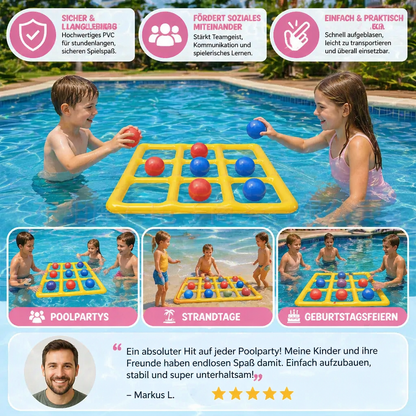 Aufblasbares Pool Tic-Tac-Toe Spiel – Wasser Party Spiel mit Bällen & Pumpe