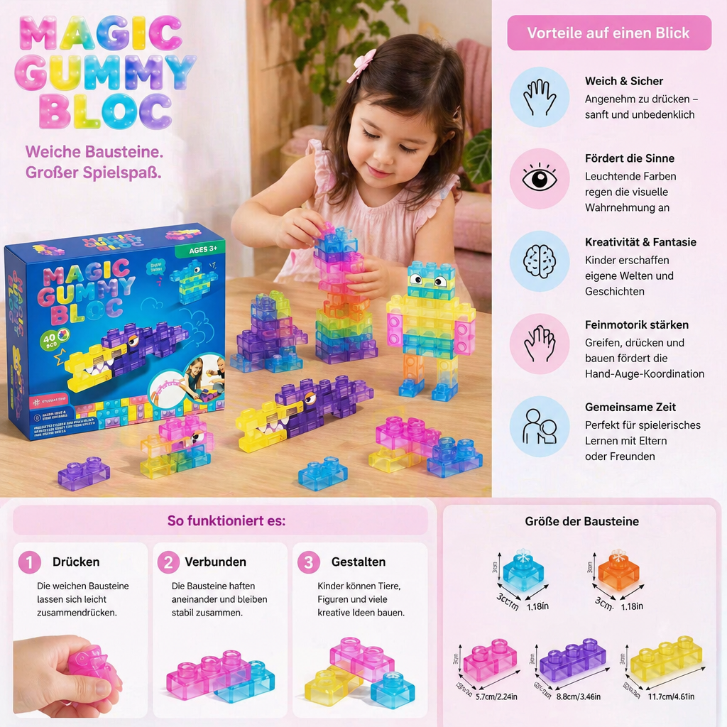 Sensorische Soft-Bausteine für Kinder – weiche, drückbare Lernbausteine für Spiel & Spaß