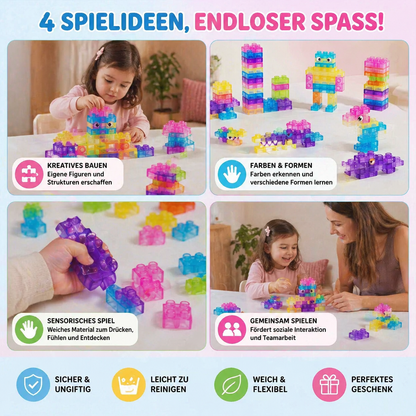 Sensorische Soft-Bausteine für Kinder – weiche, drückbare Lernbausteine für Spiel & Spaß