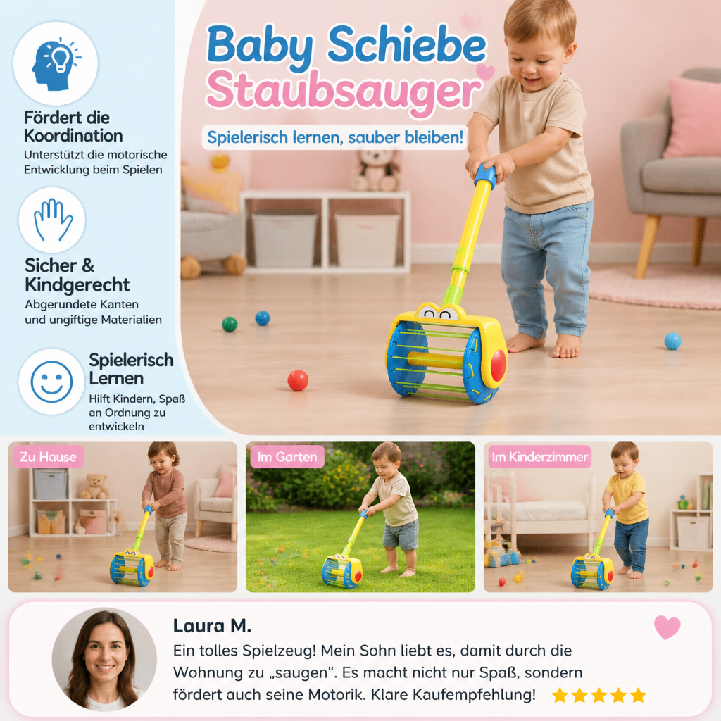 Baby Schiebe Staubsauger Spielzeug mit Bällen für Kleinkinder