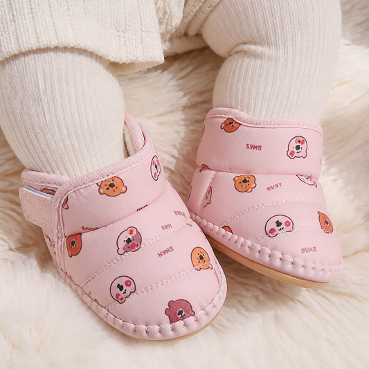 Winter Babyschuhe mit warmem Innenfutter und Bärenmotiv