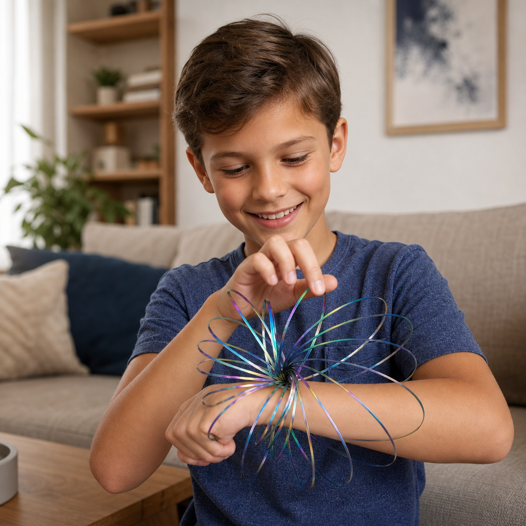 Geometrisches Feder-Fidget-Spielzeug – Sensorische Anti-Stress-Skulptur
