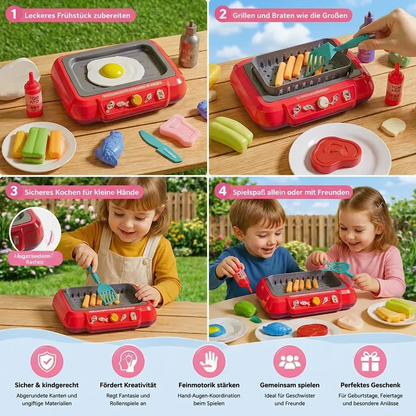 Kinder BBQ Kochset mit Spielzeugessen & Zubehör