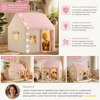 Kinder Spielhaus Zelt mit Karo-Dach