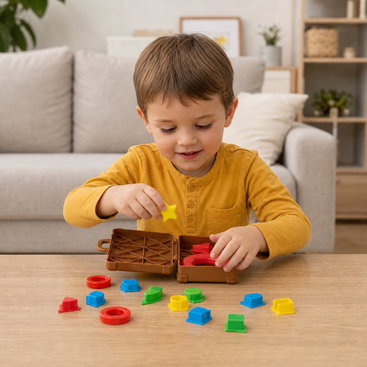 Montessori Farb- & Formensortier-Koffer – Kofferpacken-Geschicklichkeitsspiel für die Familie