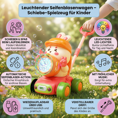 Leuchtender Seifenblasenwagen – Schiebe-Spielzeug für Kinder