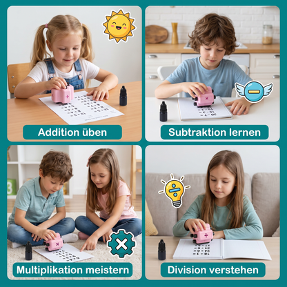 4-in-1 Mathe-Rollenstempel – Üben von Addition, Subtraktion, Multiplikation & Division