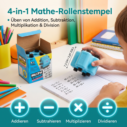 4-in-1 Mathe-Rollenstempel – Üben von Addition, Subtraktion, Multiplikation & Division
