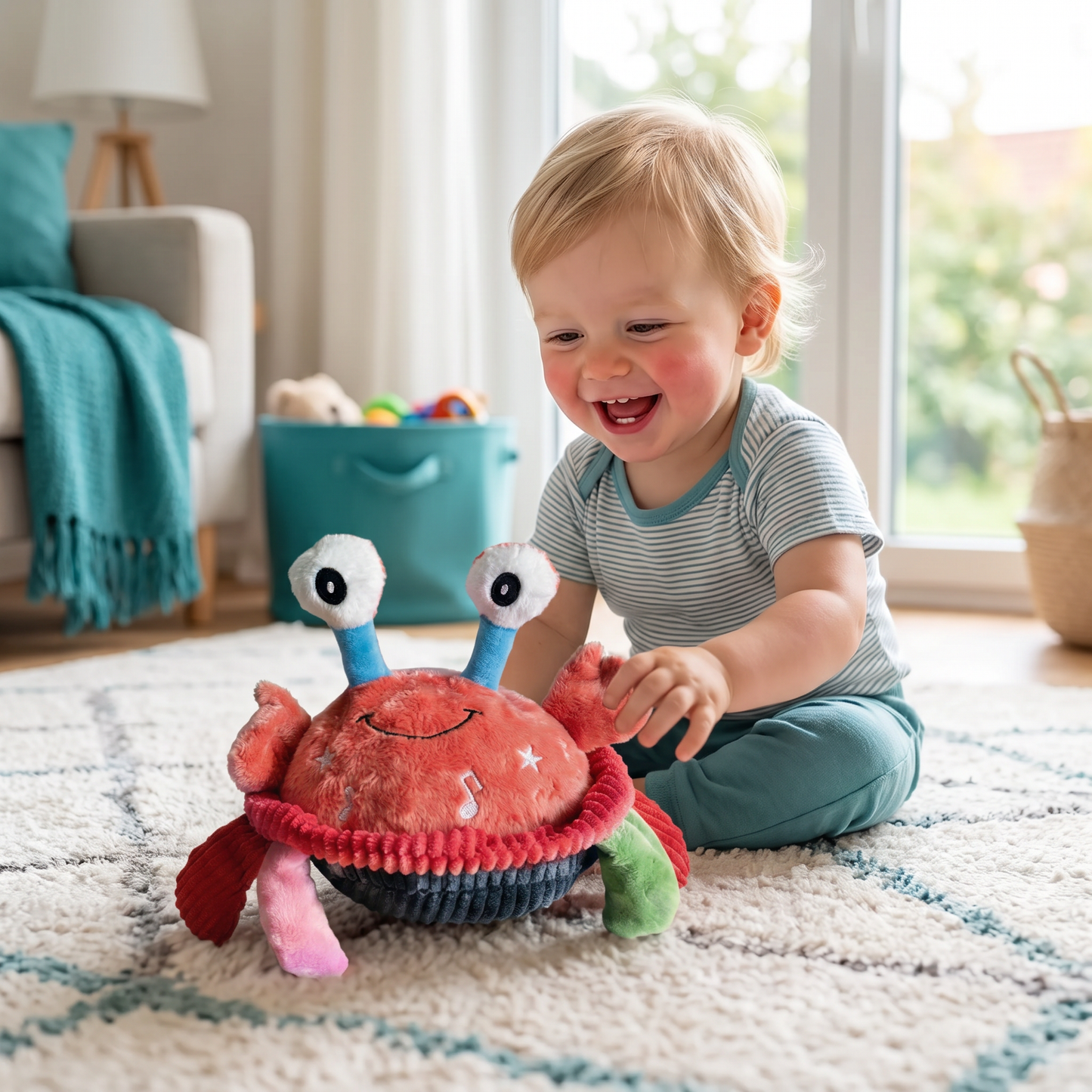 Interaktive musikalische Krabbe mit Sprachfunktion – Bewegliches Lernspielzeug für Babys