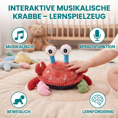 Interaktive musikalische Krabbe mit Sprachfunktion – Bewegliches Lernspielzeug für Babys