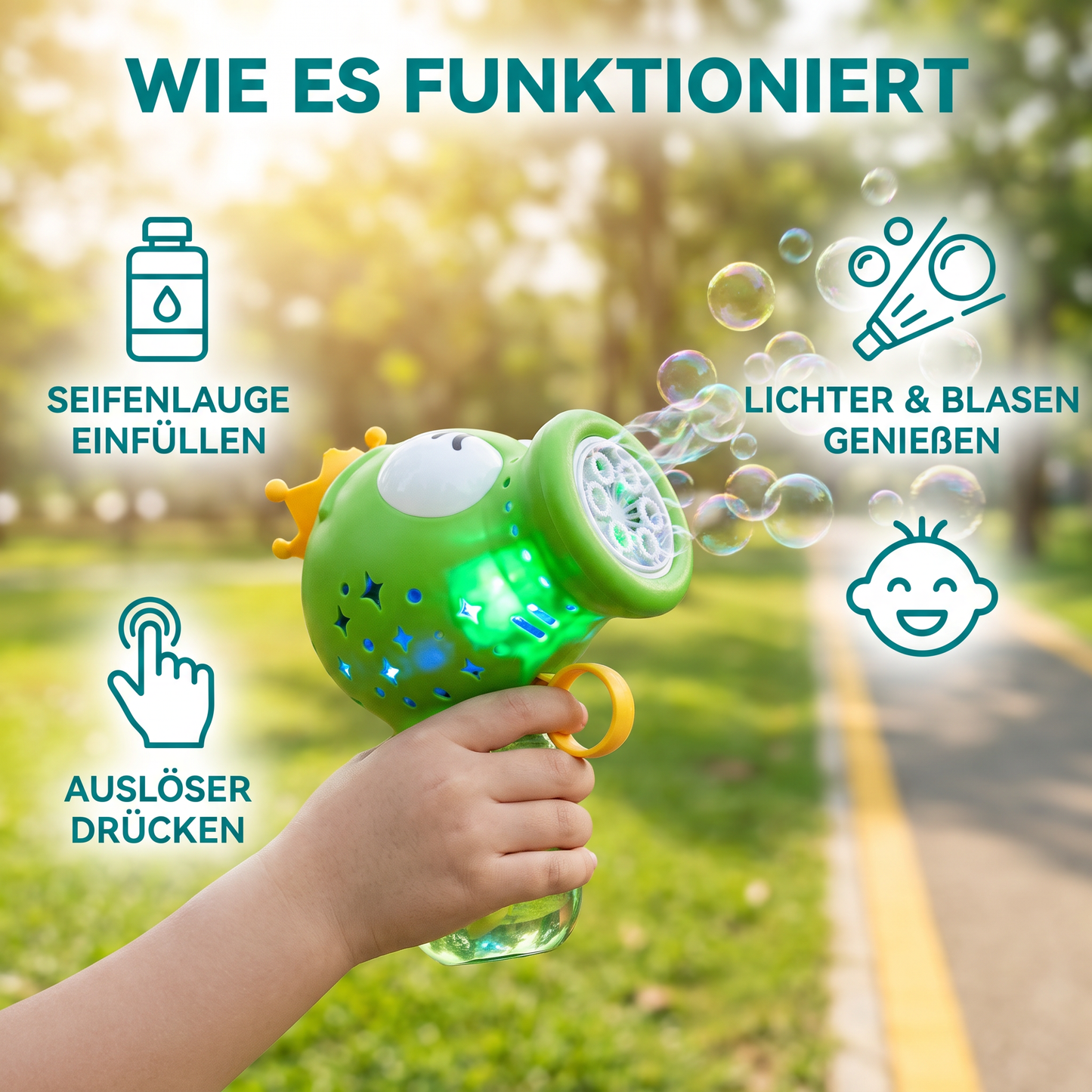 Niedliche automatische Seifenblasenmaschine – Elektrischer Seifenblasenmacher für Kinder