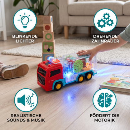 Interaktives Feuerwehrwagen-Zahnradspielzeug mit Licht