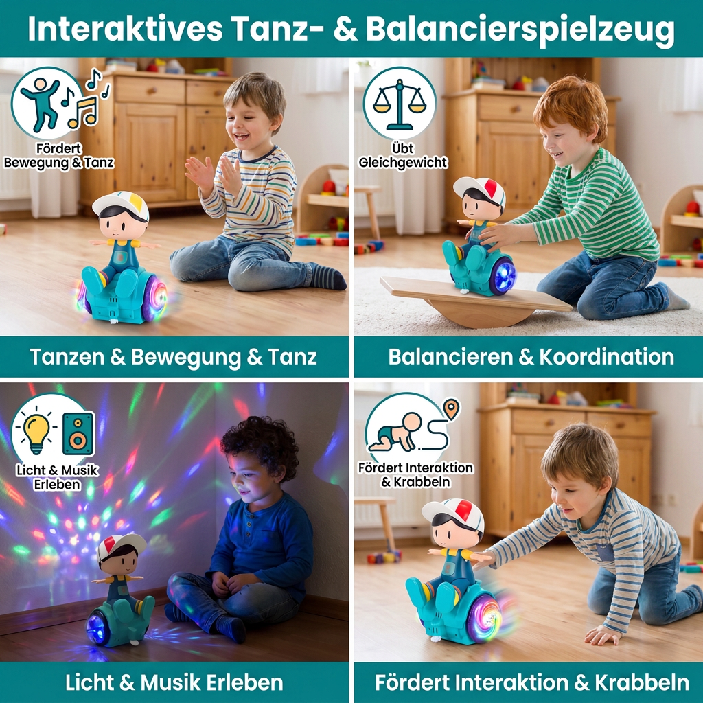 Interaktives 360°-Tanz- & Balancierspielzeug mit Licht & Musik