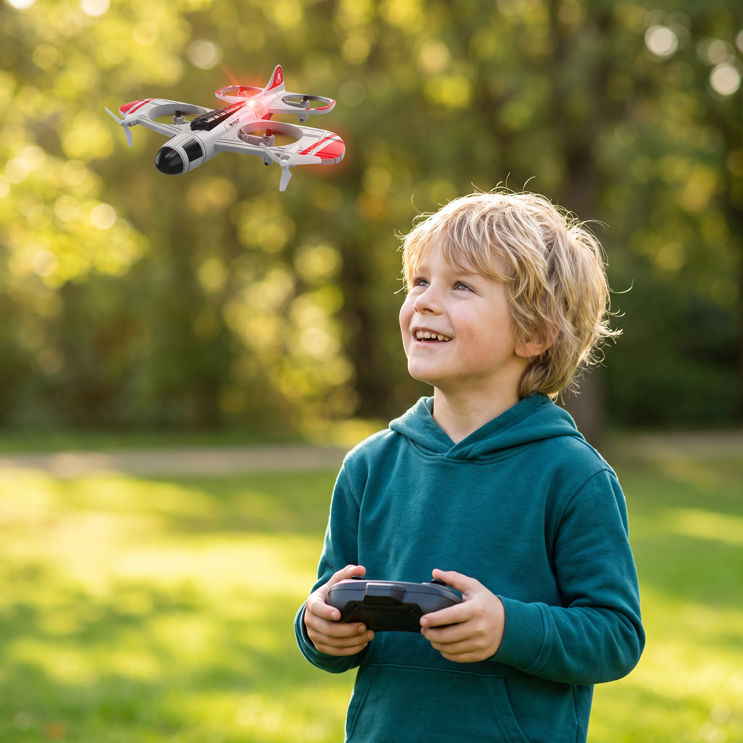 2-in-1 ferngesteuertes Kampfjet- & Drohnen-Spielzeug