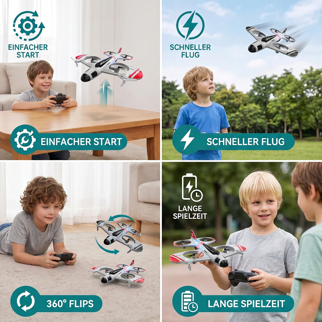 2-in-1 ferngesteuertes Kampfjet- & Drohnen-Spielzeug