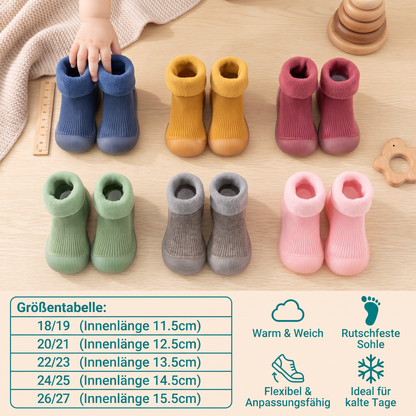 Warme Lauflern-Sockenschuhe für Babys mit weichen rutschfesten Sohlen