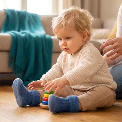 Warme Lauflern-Sockenschuhe für Babys mit weichen rutschfesten Sohlen