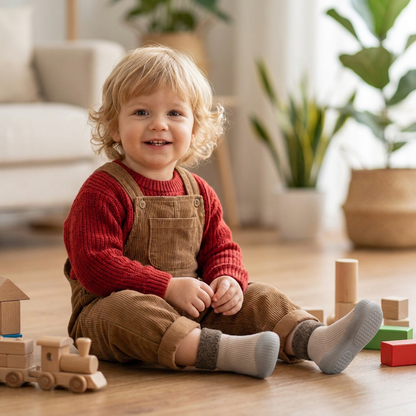 Warme Lauflern-Sockenschuhe für Babys mit weichen rutschfesten Sohlen